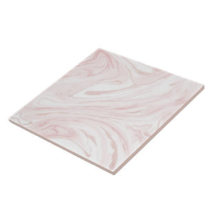 Modern blush pink marbleised abstract design ceramic tile
