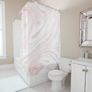 Modern blush pink marbleised abstract design shower curtain