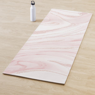 Modern blush pink marbleised abstract design yoga mat