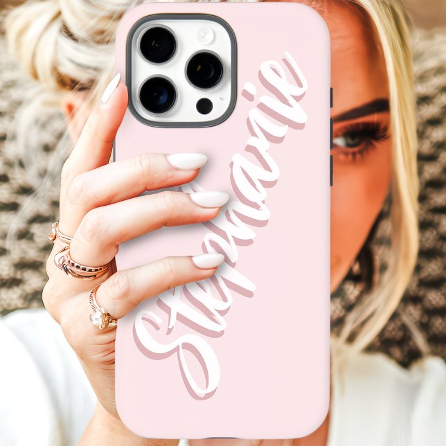 Modern Blush Pink Minimal Script Name Case-Mate iPhone Case (Creator Uploaded)