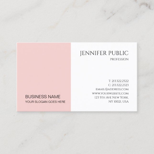 Modern Blush Pink Minimalist Elegant Company Business Card (Front)