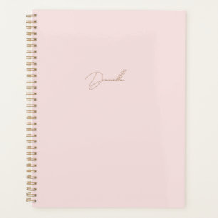 Modern Blush Pink Minimalist   Gold Script Name Planner
