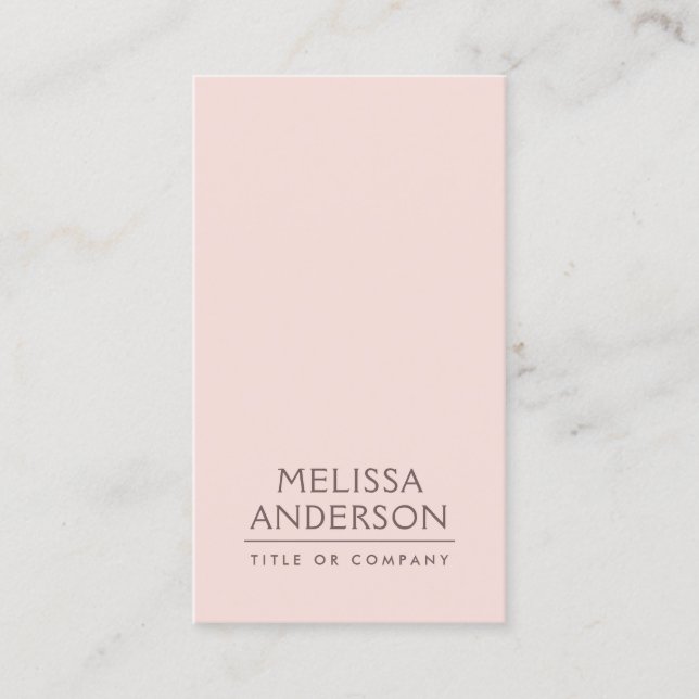 Modern blush pink minimalist professional business card (Front)