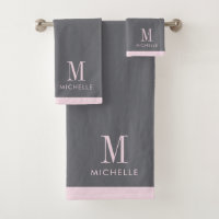 Modern Blush Pink Monogram Grey