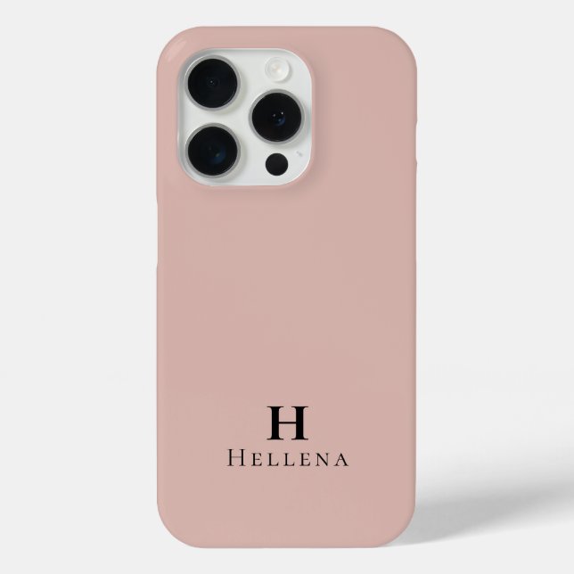 Modern Blush Pink Monogram Name Case-Mate iPhone Case (Back)