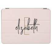 Modern Blush Pink Monogram Name iPad Air Cover (Horizontal)