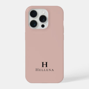 Modern Blush Pink Monogram Name iPhone 15 Pro Case