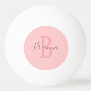 Modern Blush Pink Monogram Script Personalised Ping Pong Ball