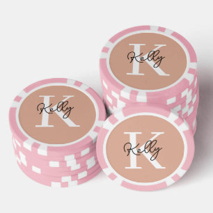 Modern Blush Pink Monogram Script Poker Chips