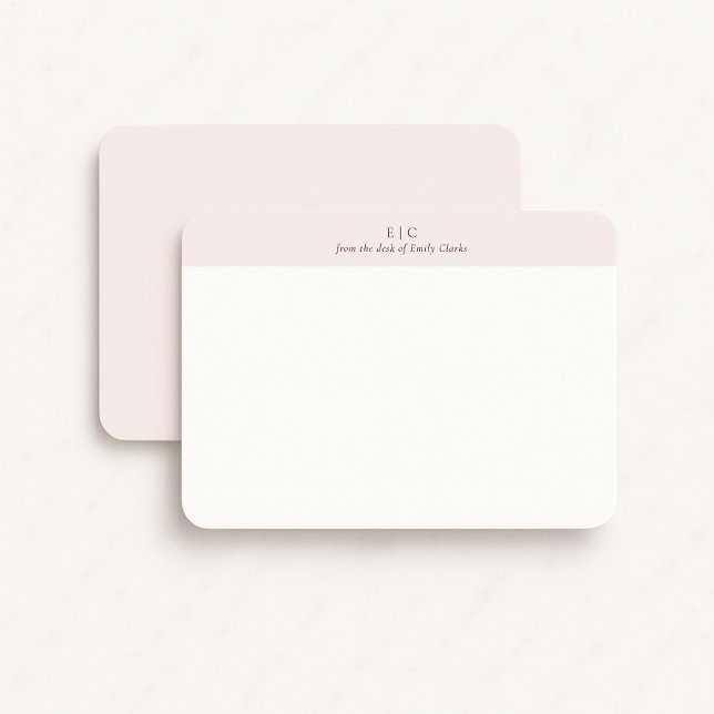 Modern blush pink monogram stationery note card  (Creator Uploaded)