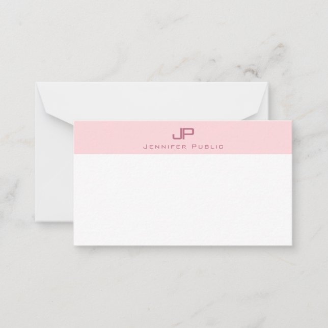 Modern Blush Pink Monogrammed Simple Template (Front)