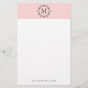 Modern Blush Pink Monogrammed Stationery