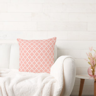 Modern Blush Pink Moroccan Quatrefoil Pattern Cushion