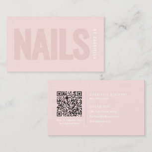 Modern Blush Pink Nail Tech QR Code Business Card
