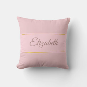 Modern Blush Pink Name Hand Script Font Text Plain Cushion