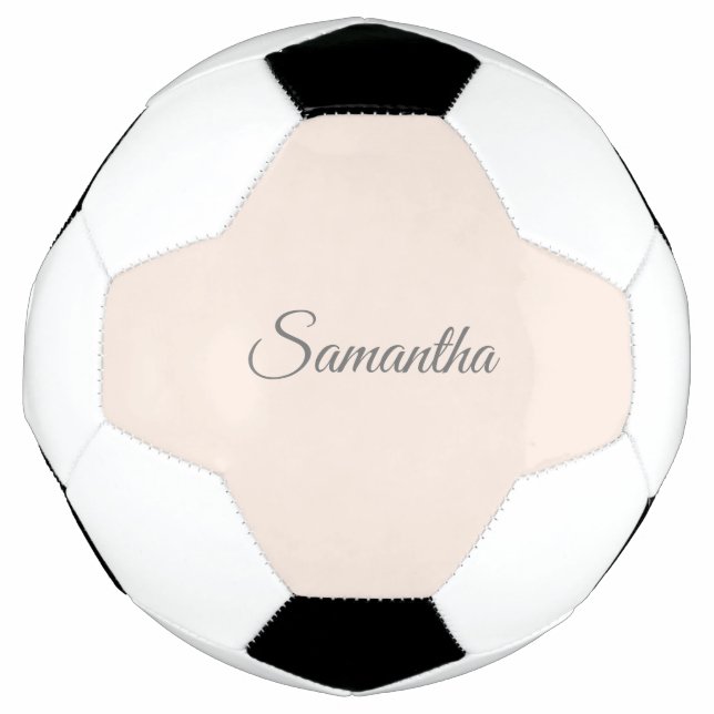 Modern Blush Pink Name Soccer Ball (Front)