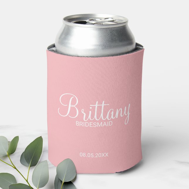 Modern Blush Pink Personalised Bridesmaids Can Cooler (Creator Uploaded)