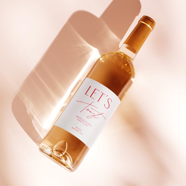 Modern Blush Pink Personalised Wedding Bottle Wine Label (Creator Uploaded)