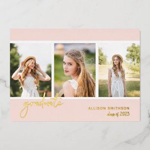 Modern Blush Pink Photo Collage Graduation