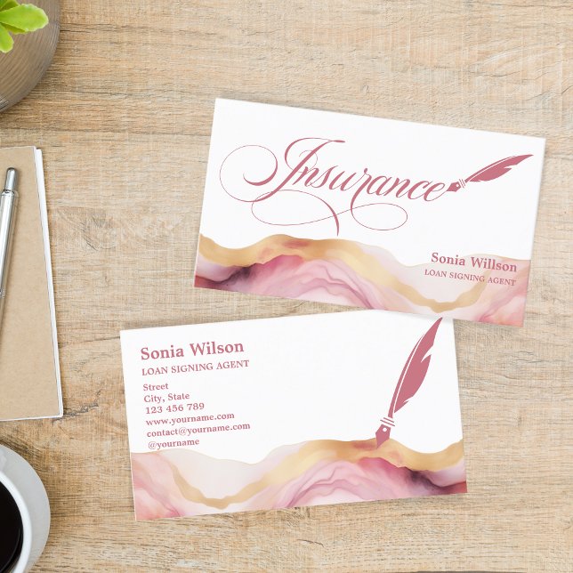 Modern Blush Pink Professional Insurance Agent Business Card (Creator Uploaded)
