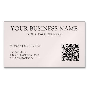 Modern Blush Pink QR Code Business Magnetic Business Card