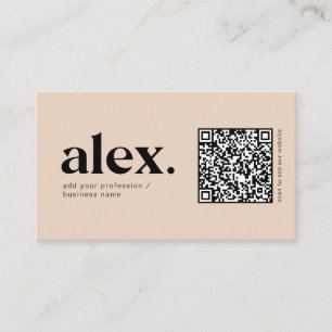 Modern Blush Pink QR Code Logo Business Card