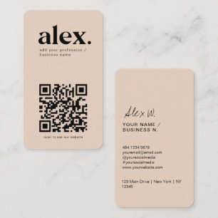 Modern Blush Pink QR Code Logo Business Card