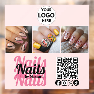 Modern Blush Pink QR Code Logo Photo Nail Salon