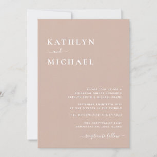 Modern Blush Pink QR Code Simple Rehearsal Dinner Invitation