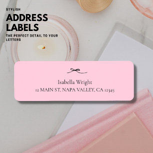 Modern Blush Pink Return Address Labels with Bow