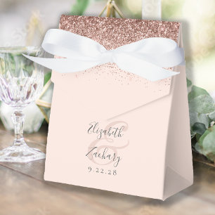 Modern Blush Pink Rose Gold Glitter Wedding Favour Box