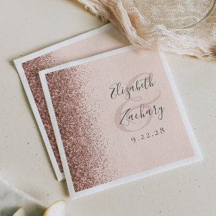 Modern Blush Pink Rose Gold Glitter Wedding Napkin