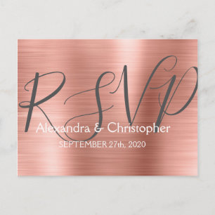 Modern Blush Pink - Rose Gold RSVP Response Invitation Postcard