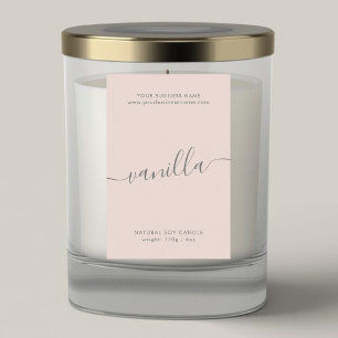 Modern blush pink script candle product label