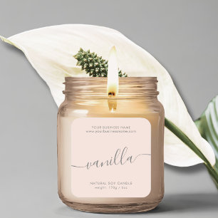 Modern blush pink script candle product label