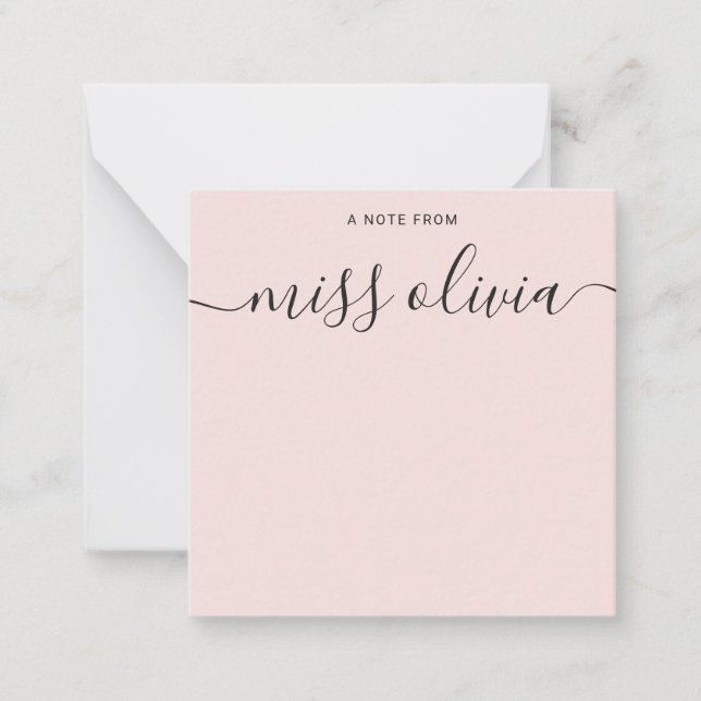 Modern Blush Pink Script Custom Teachers Card (Front)