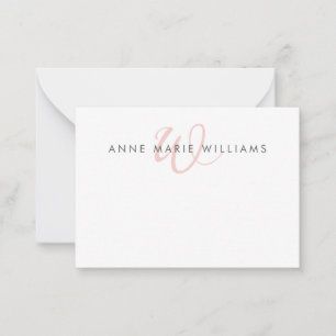 Modern Blush Pink Script Monogram Card