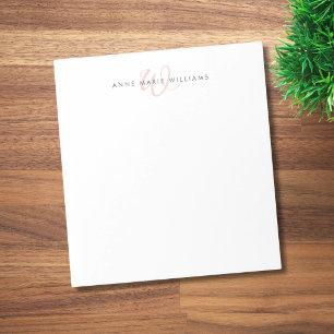 Modern Blush Pink Script Monogram Notepad