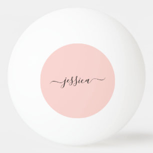 Modern blush pink script name ping pong ball