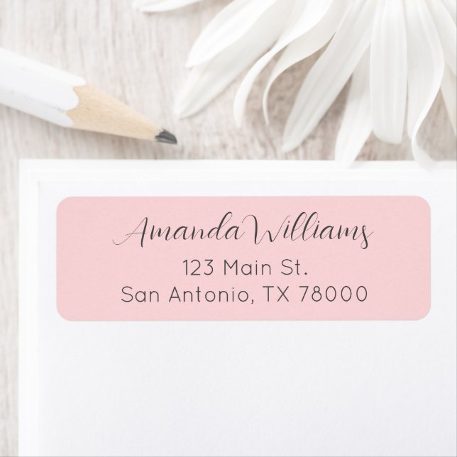 Modern Blush Pink Script Return Address Label (Insitu)