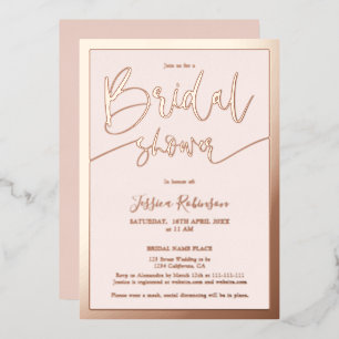 Modern blush pink script trendy bridal shower rose