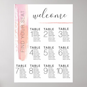 Modern Blush Pink Seating Chart Wedding Poster