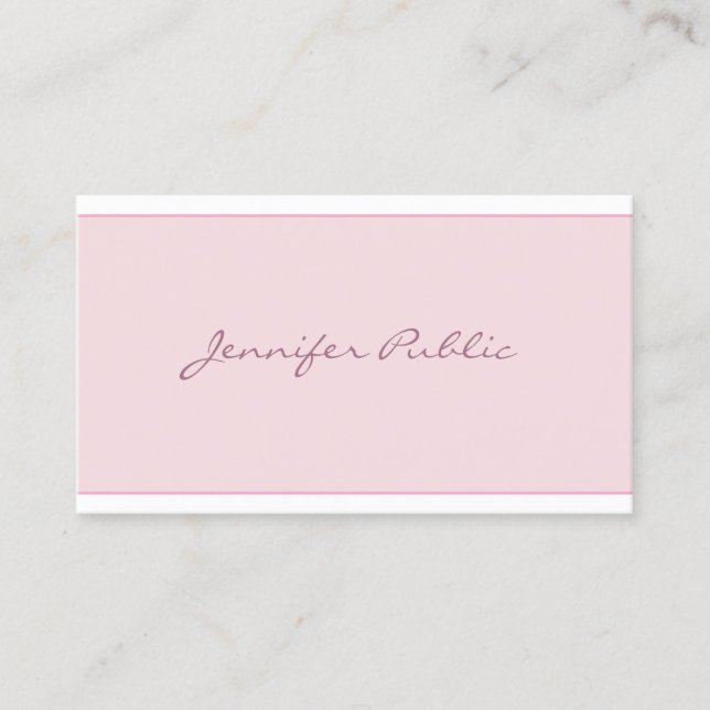 Modern Blush Pink Simple Elegant Script Minimalist Business Card (Front)