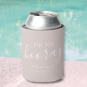 Modern Blush Pink Sip Sip Hooray Wedding Favour Can Cooler