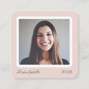 Modern Blush Pink Social Media Follow Me Photo Square Business Card