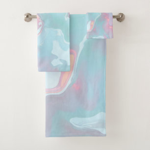 Modern Blush Pink Soft Mint Gold Luxury Collection Bath Towel Set