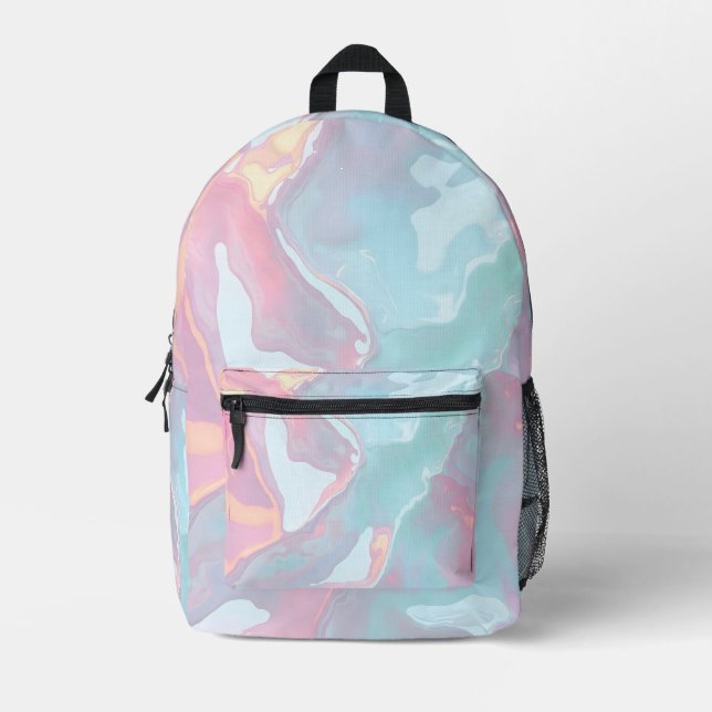 Modern Blush Pink Soft Mint Gold Luxury Collection Printed Backpack (Front)