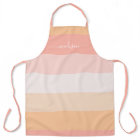 Modern blush pink striped script name kids apron