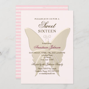 Modern Blush Pink Sweet 16 Birthday Invitation
