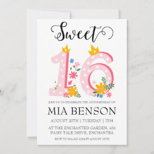 modern blush pink sweet 16 birthday invitations